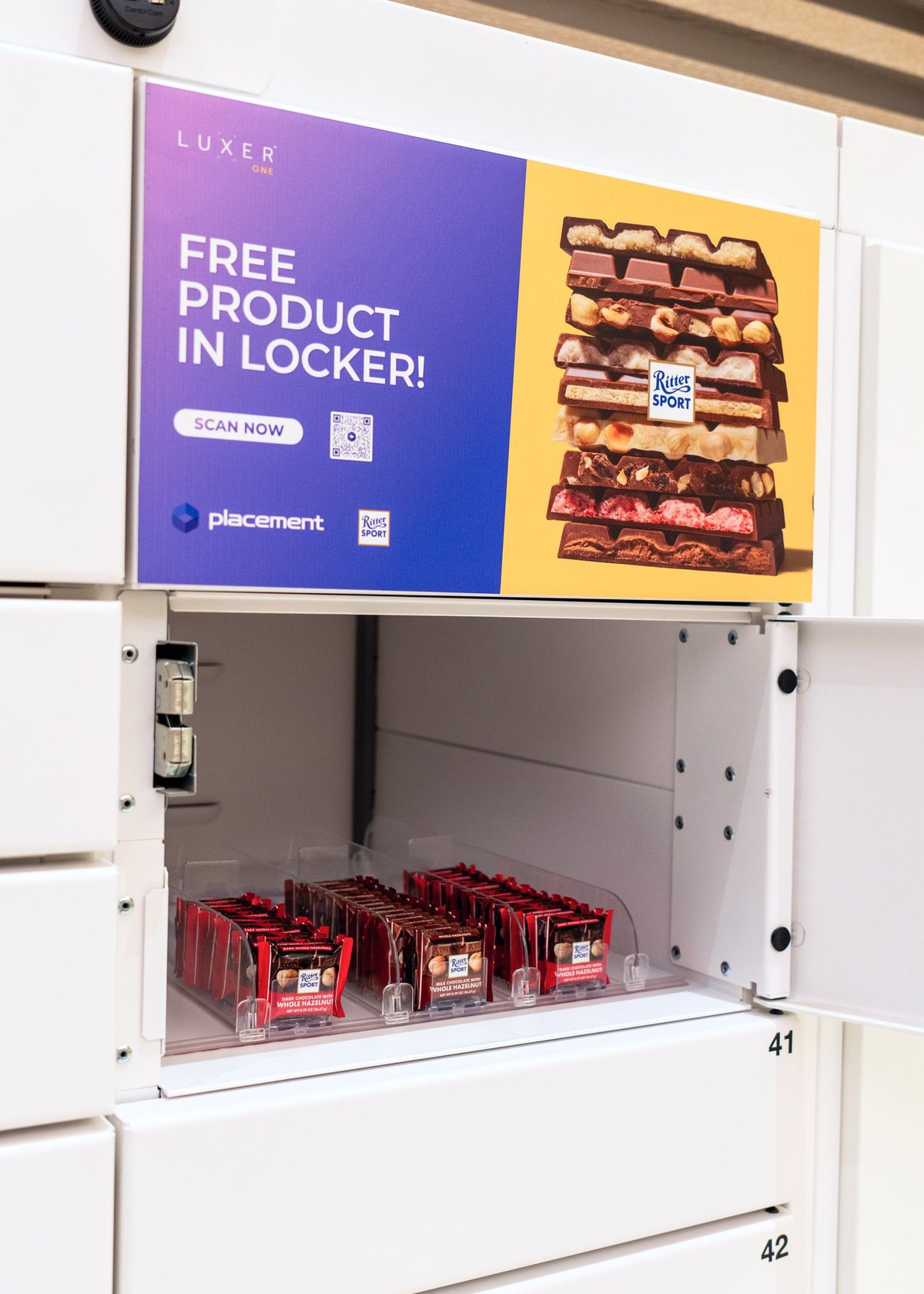 Hu Dark Chocolate Bites in a Placement locker